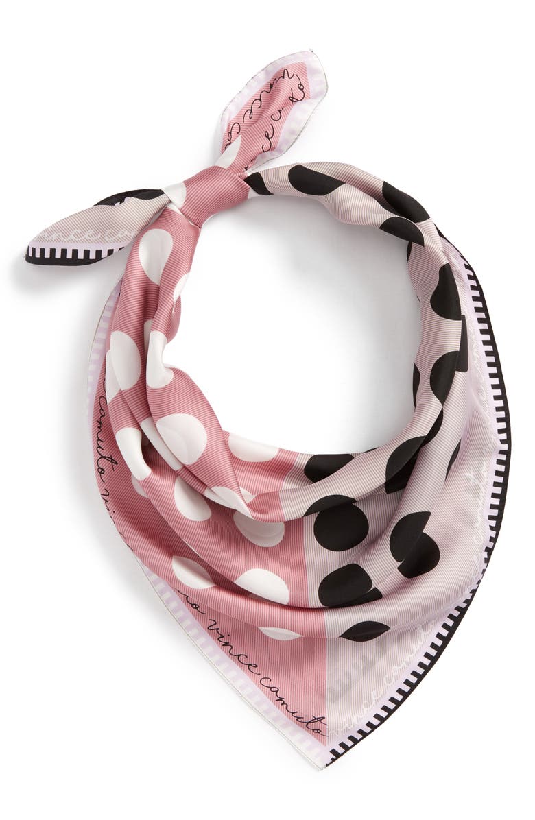 Vince Camuto Polka Stripe Square Silk Scarf, Main, color, 