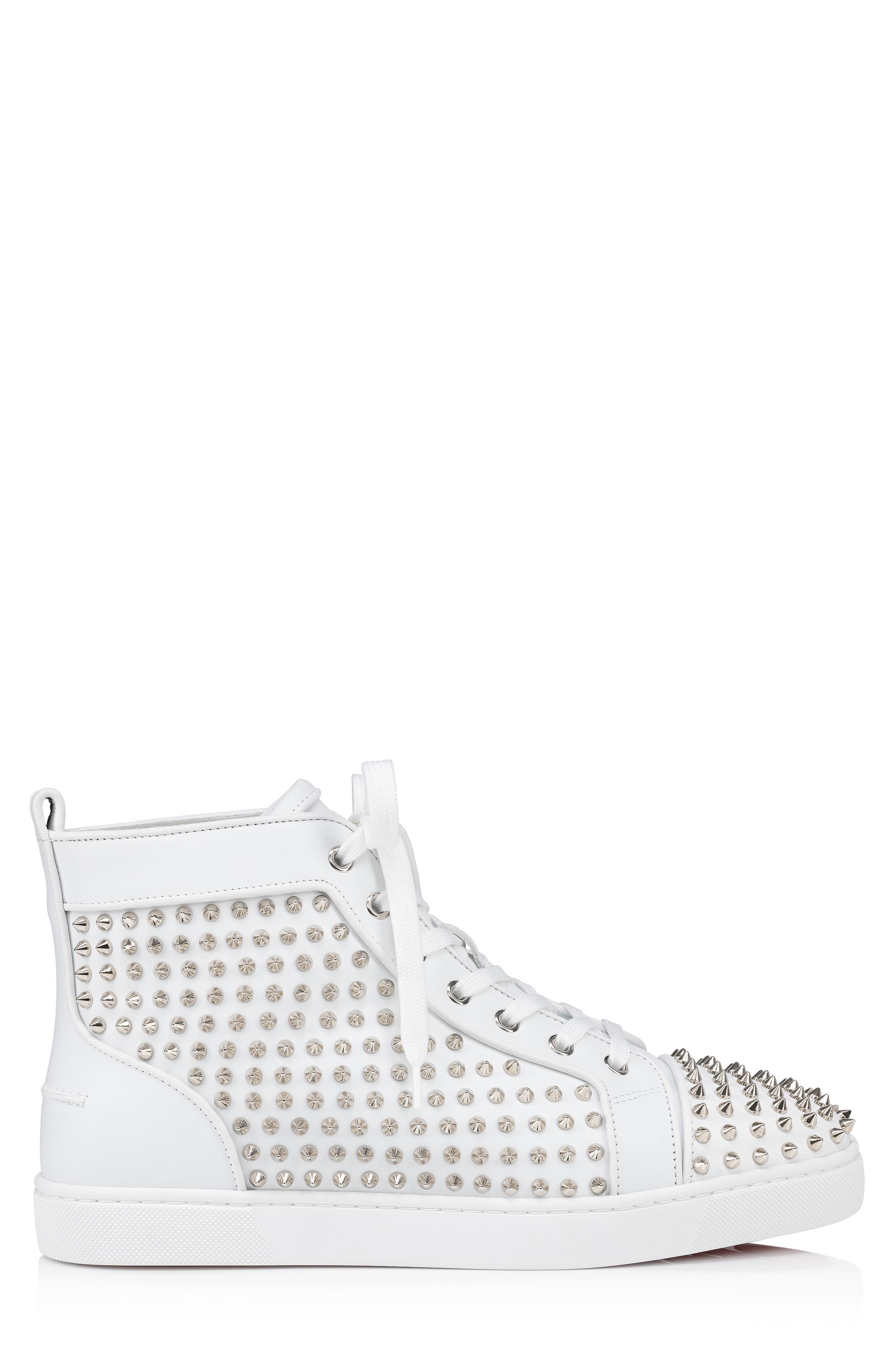Louis Allover Spikes High Top Sneaker, Alternate, color, WHITE/ SILVER