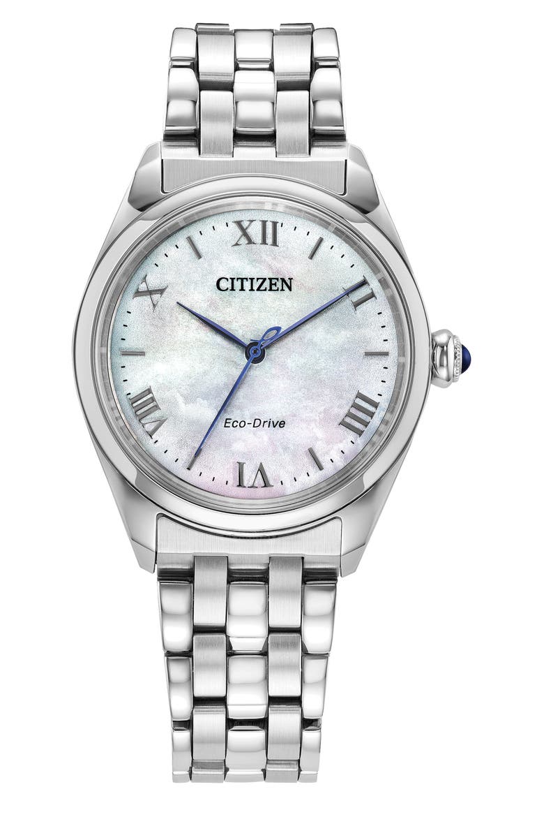 Classic Mother-of-Pearl Bracelet Watch, 33mm, Main, color, SILVER-TONE