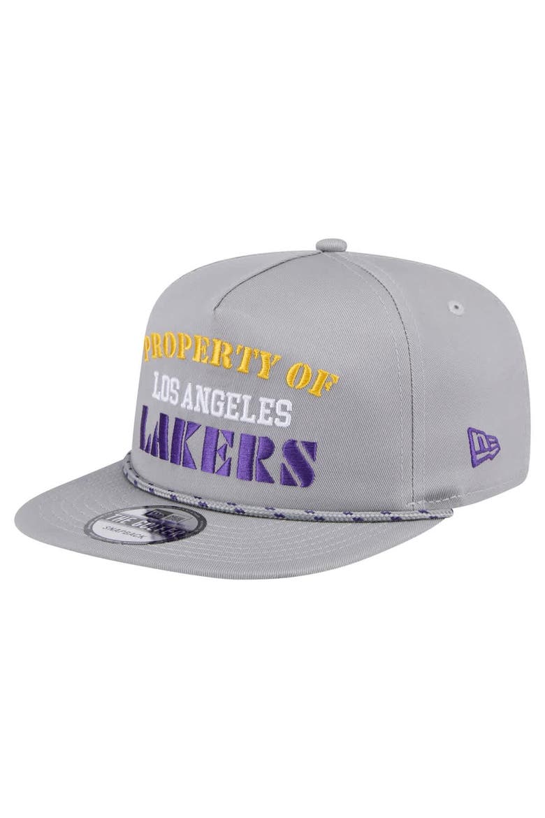 Men's New Era Gray Los Angeles Lakers Throwback Property Of Golfer Snapback Hat, Alternate, color, Gray