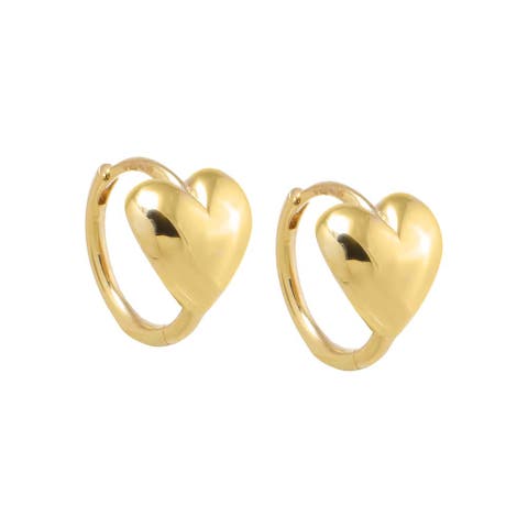 Solid Heart Huggie Earring 14K
