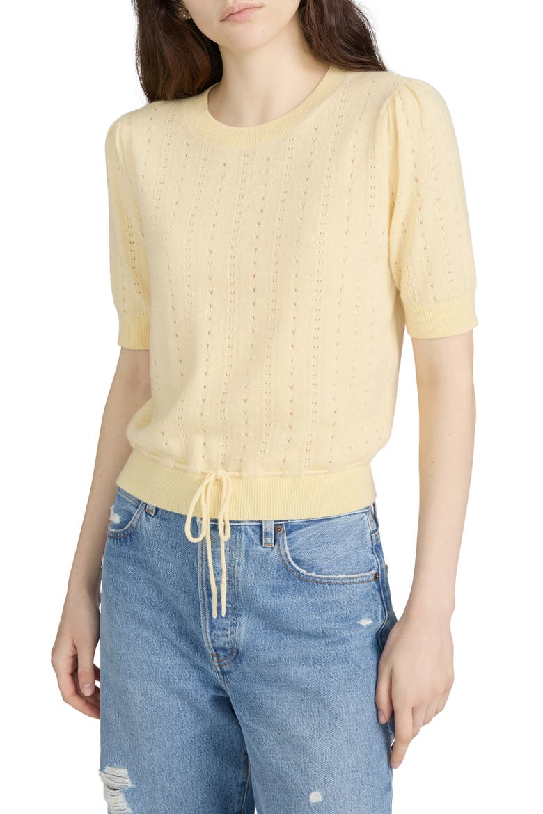 The Cashmere Charm Pointelle Sweater, Alternate, color, CANARY