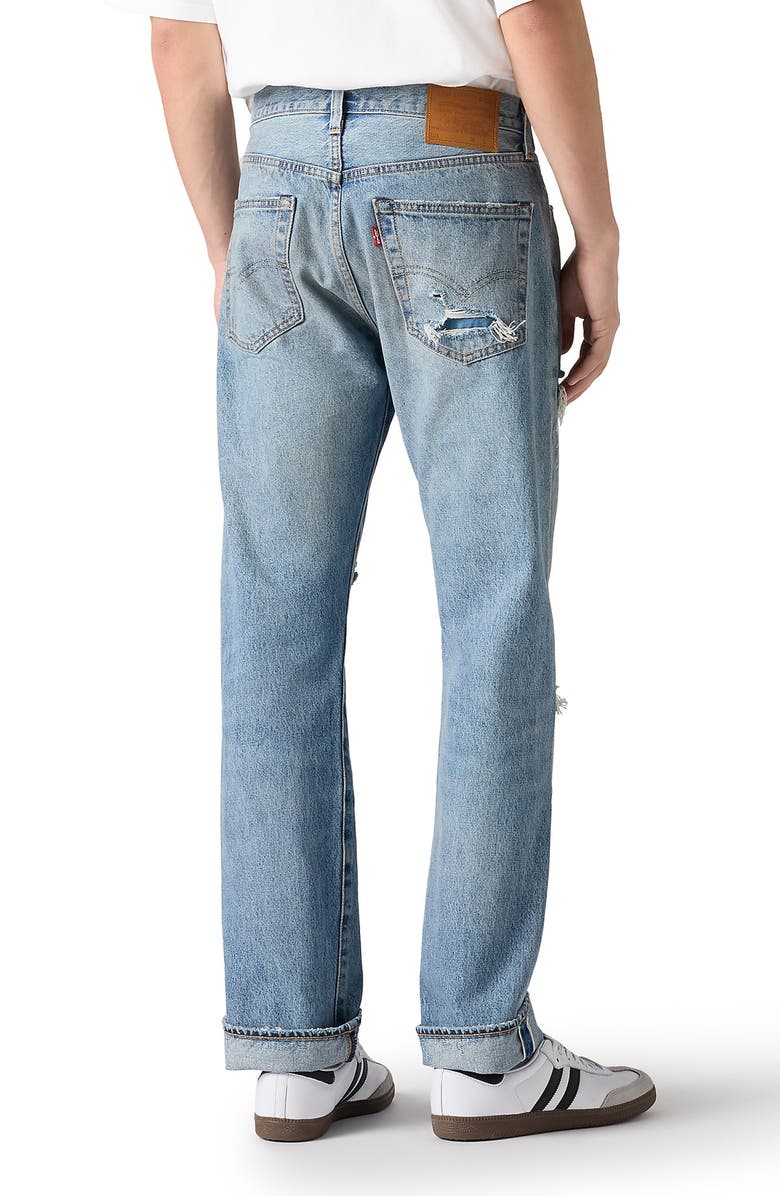 Levi's<sup>®</sup> 501<sup>®</sup> Original Straight Leg Selvedge Jeans, Alternate, color, Turquoise Rivet Dx Selv