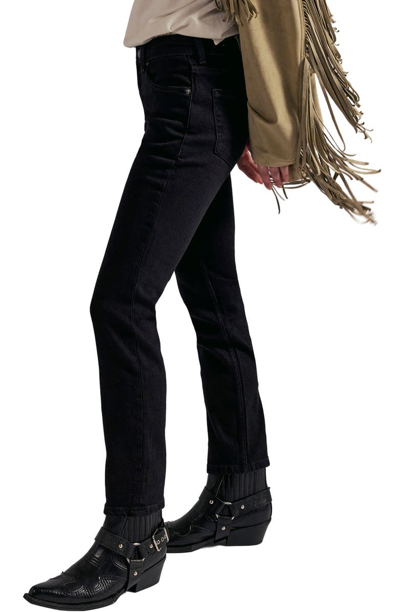 Free People Oracle Slim Straight Leg Jeans, Alternate, color, Jet Black