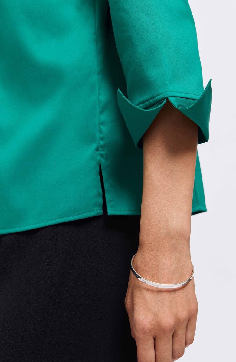 Foxcroft Edith Ruffle Button-Up Shirt, Alternate, color, Emerald