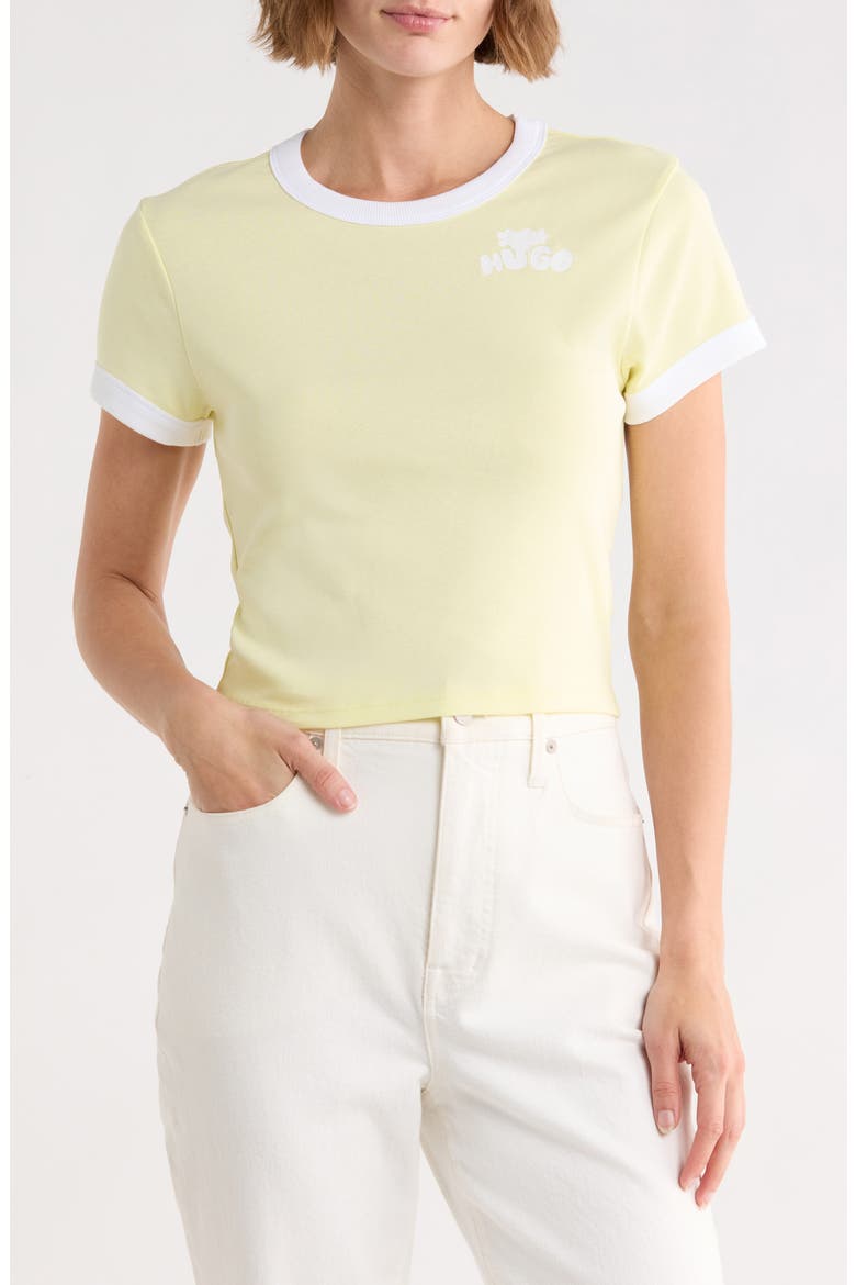 Dalia Cropped Cotton T-Shirt, Main, color, LIGHT/ PASTEL YELLOW