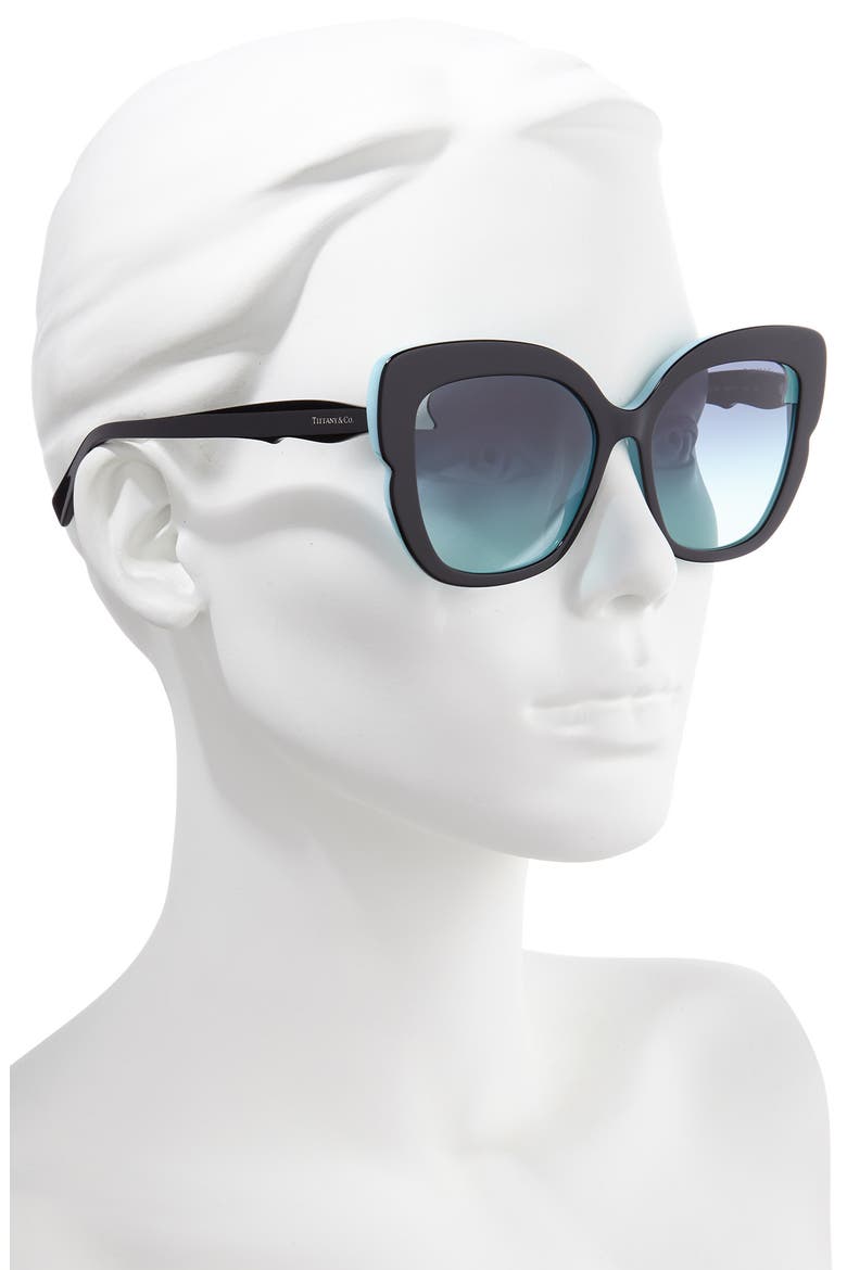 56mm Square Cat Eye Sunglasses, Alternate, color, BLACK/ BLUE GRADIENT