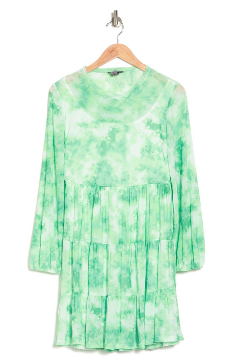 Love By Design Catherine Long Sleeve Mesh Babydoll Dress, Alternate, color, Sage Tie Dye