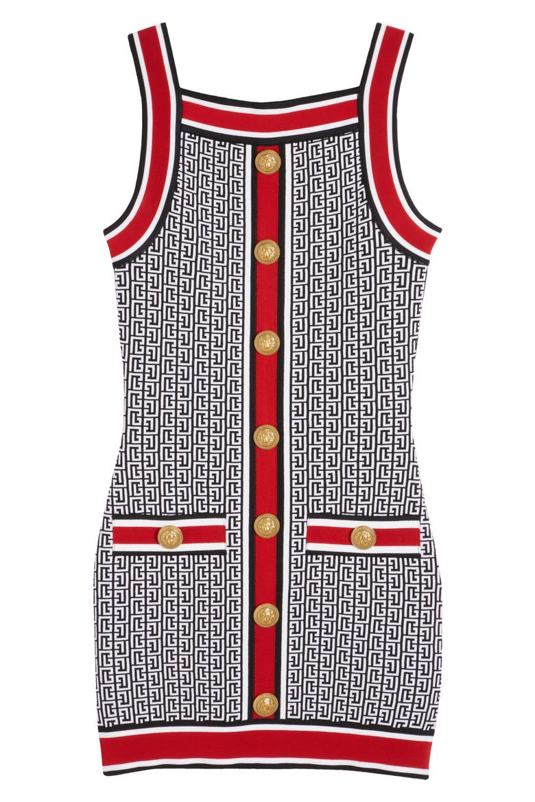 Monogram Wool Blend Knit Dress, Alternate, color, EJC BLACK MULTI