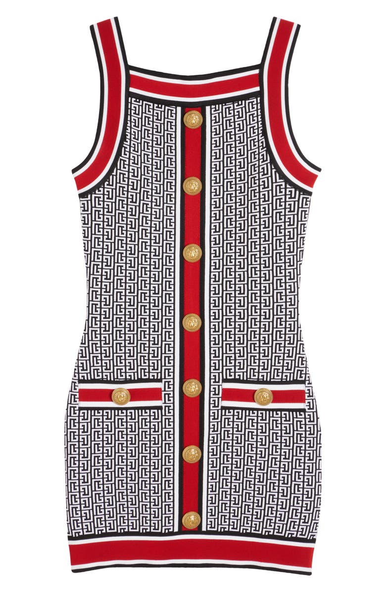 Balmain Monogram Wool Blend Knit Dress, Alternate, color,