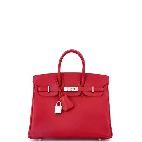 Birkin Handbag Red Epsom with Palladium Hardware 25