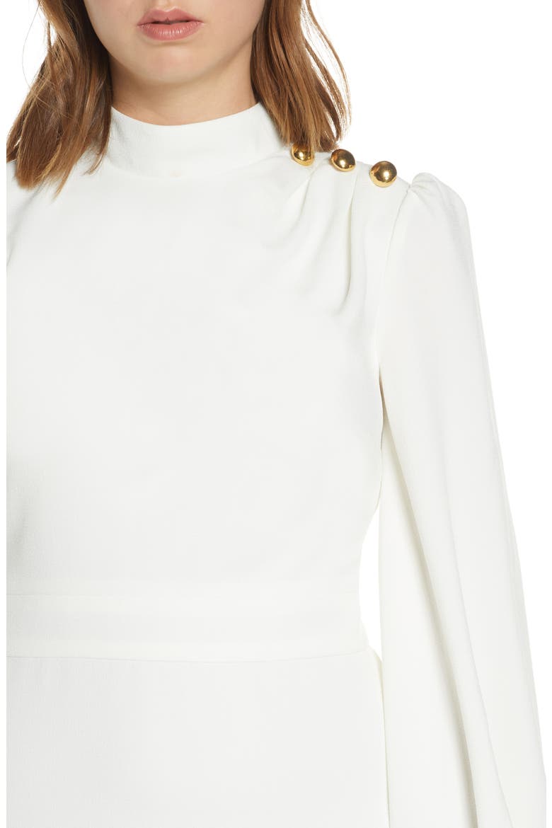 Button Shoulder Long Sleeve Dress, Alternate, color, IVORY
