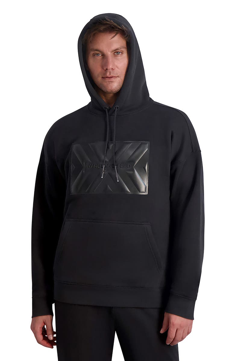 KARL LAGERFELD PARIS Logo Patch Hoodie, Alternate, color, 