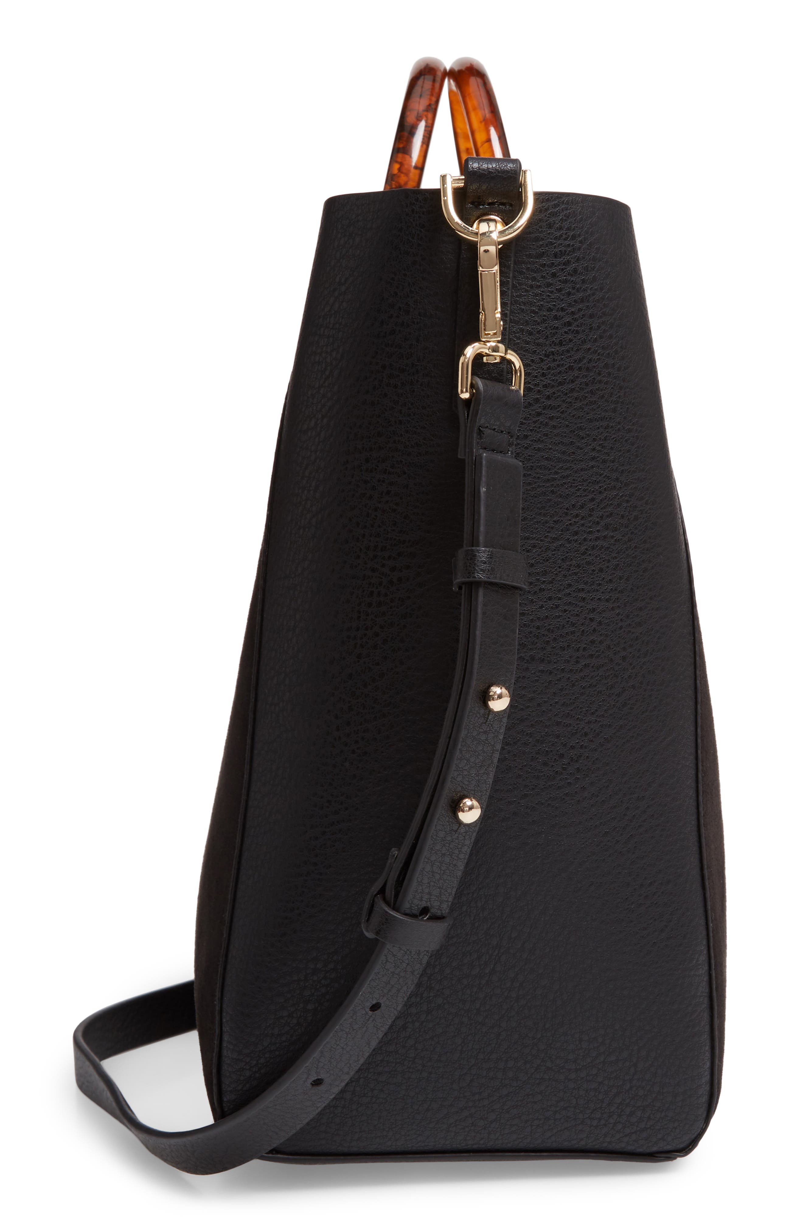 Topshop Sallie Faux Leather Shopper, Alternate, color, 