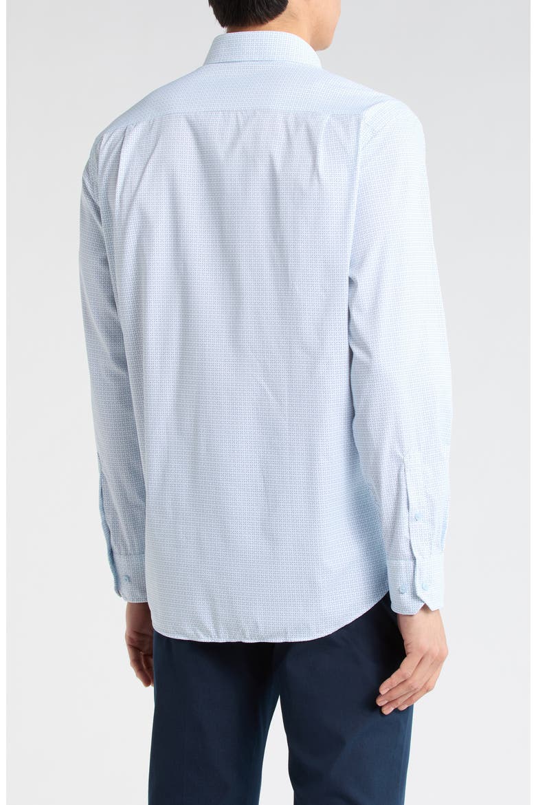 Neat Print Performance Sport Shirt, Alternate, color, WHITE/ SKY