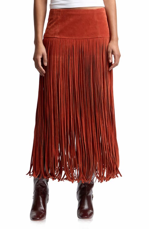 Fringe Maxi Skirt
