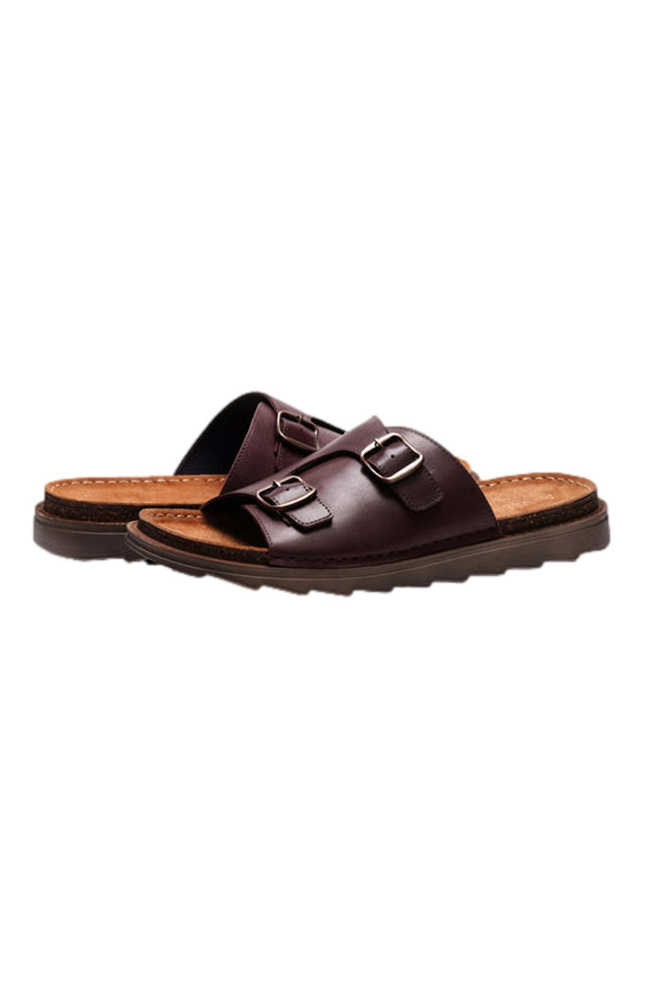 A. Veer Havana Double Strap Sandal, Alternate, color, Brown Leather