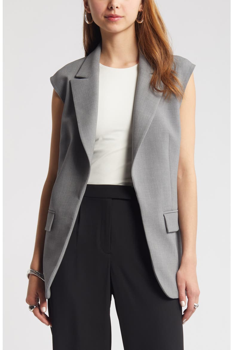 Longline Raw Shoulder Vest, Main, color, GREY MOCKINGBIRD HEATHER