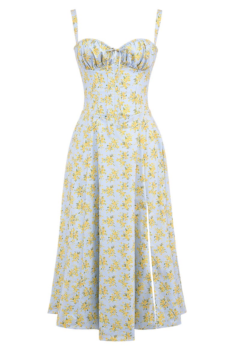 Carmen Bustier Sundress, Alternate, color, PRINT LIGHT BLUE