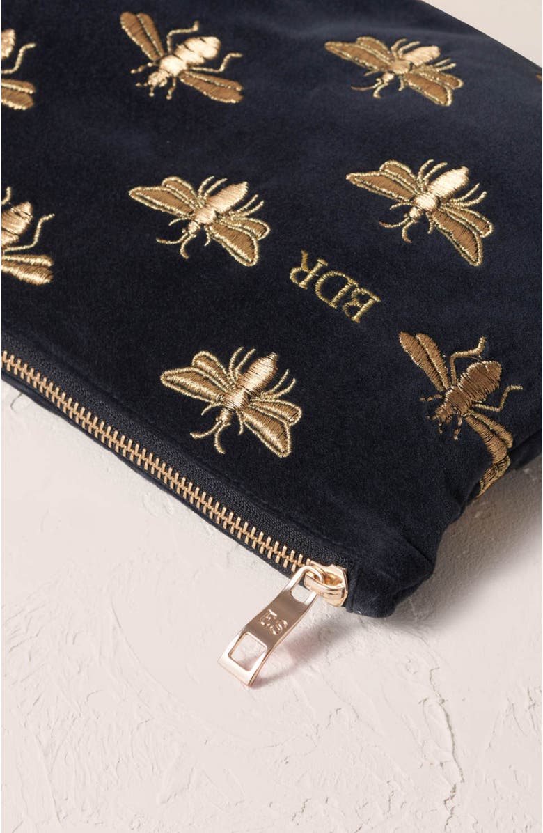 Elizabeth Scarlett Honey Bee Velvet Everyday Pouch, Alternate, color, Charcoal