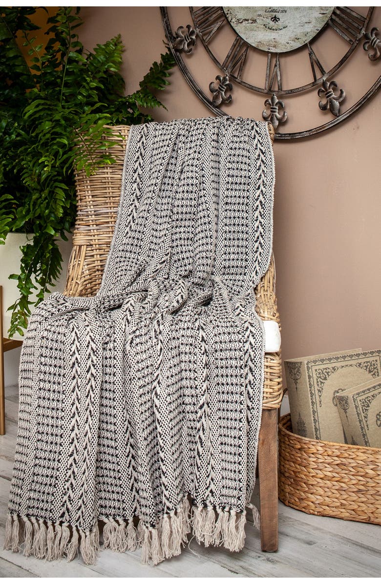 PARKLAND COLLECTION Lily Transitional Blue 52" x 67" Woven Handloom Throw, Main, color, Blue