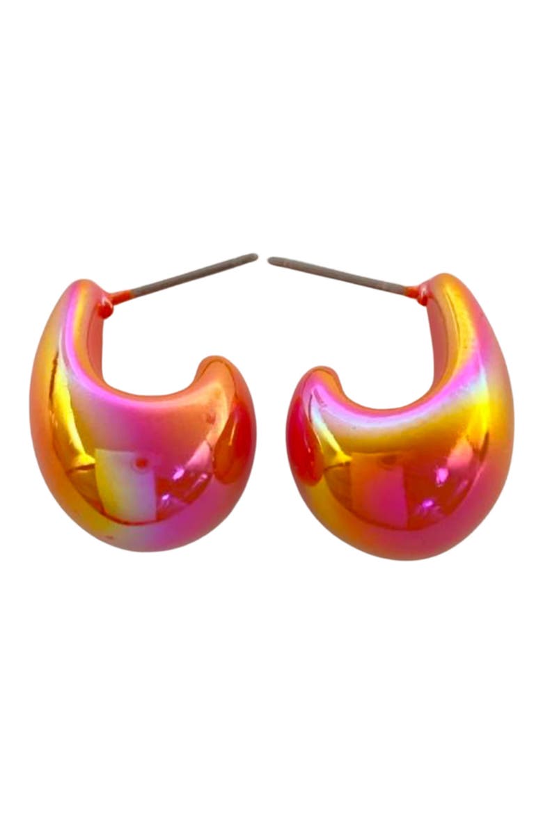 Mini Teardrop Hoop Earrings, Main, color, ORANGE