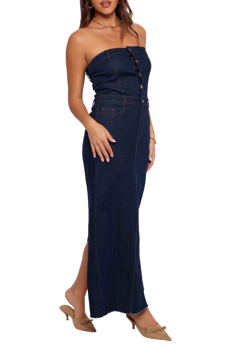 Petal & Pup Melissa Strapless Denim Maxi Dress, Alternate, color,
