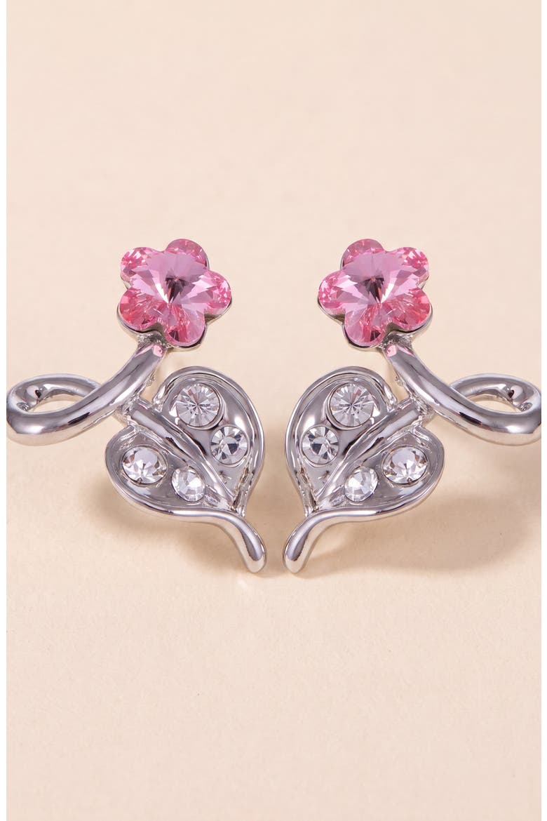 Flower Crystal Drop Earrings, Main, color, Pink