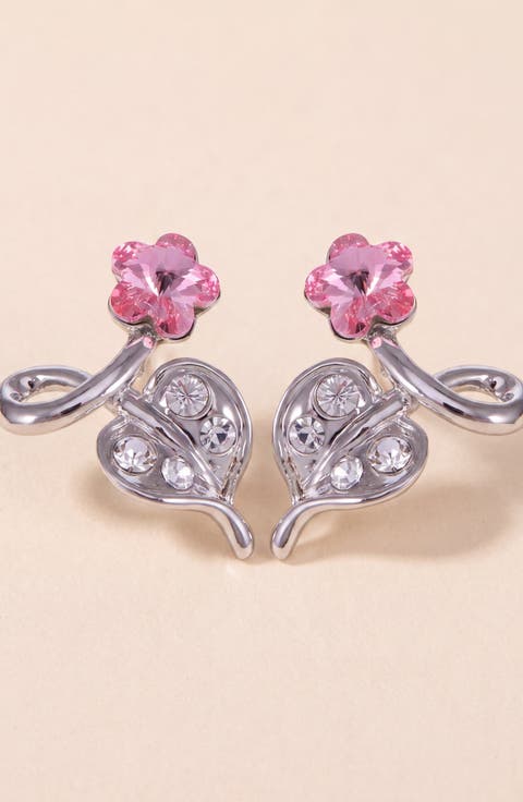 Flower Crystal Drop Earrings