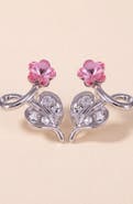 Modenaire Flower Crystal Drop Earrings