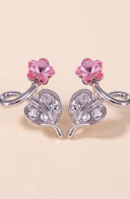 Modenaire Flower Crystal Drop Earrings