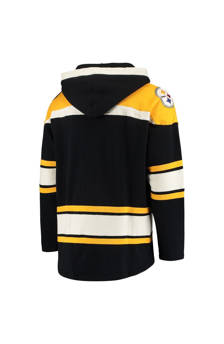 '47 Men's '47 Black/Gold Pittsburgh Steelers Lacer V-Neck Pullover Hoodie, Alternate, color,