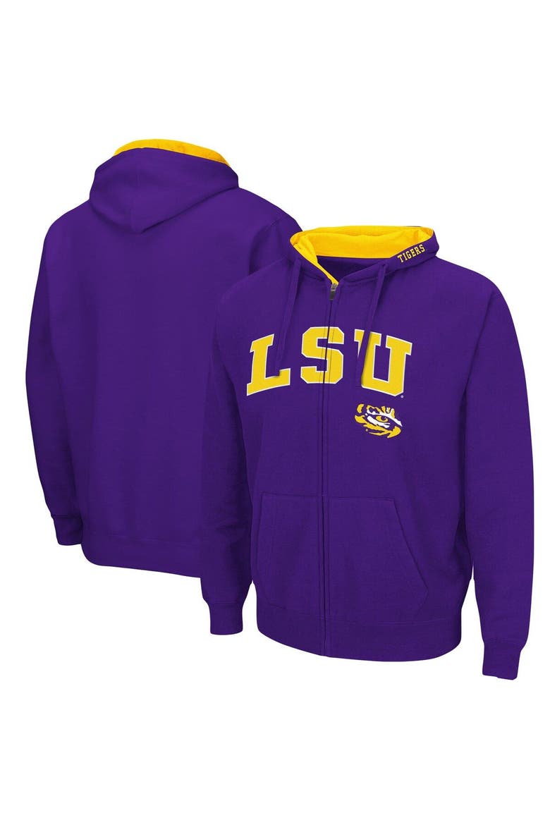 Men's Colosseum Purple LSU Tigers Arch & Logo 3.0 Full-Zip Hoodie, Main, color, Purple