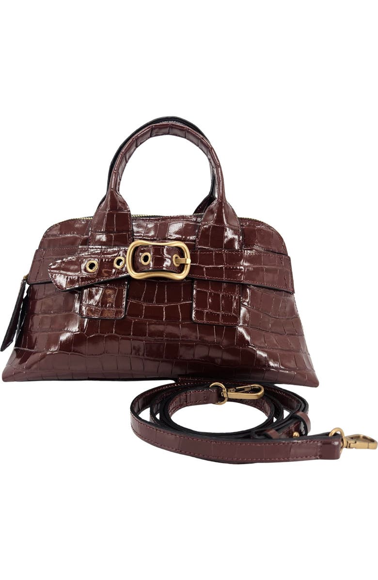 Madison Maison Moc Croc Leather Mini Tote Bag, Alternate, color, Mid Brown