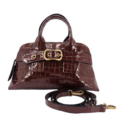 Madison Maison Moc Croc Leather Mini Tote Bag In Brown