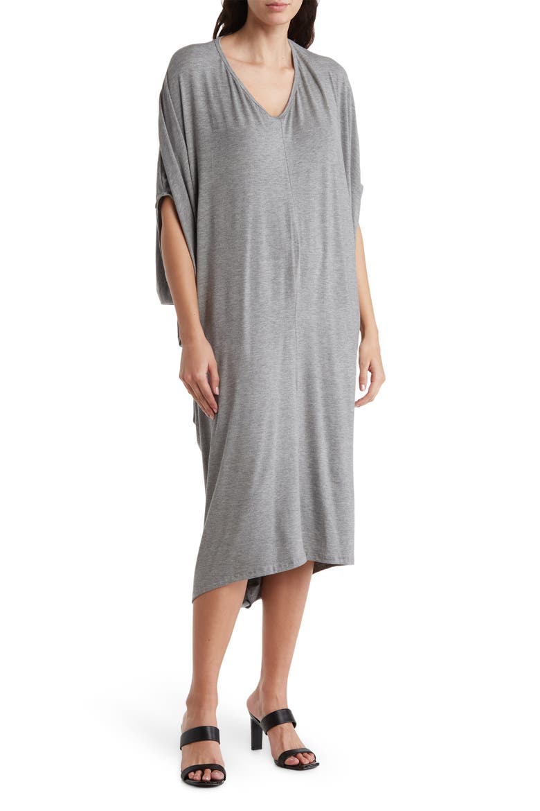 Batwing Sleeve Caftan Dress, Main, color, HEATHER GREY