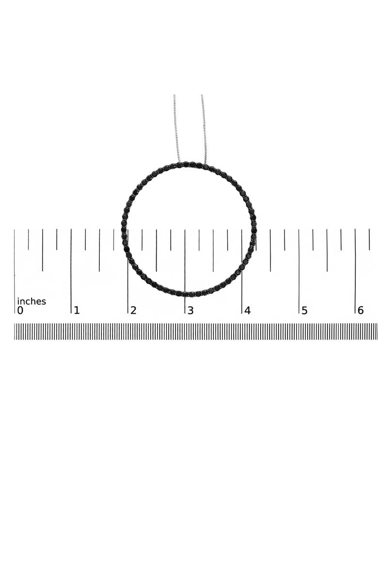 Silver 5.0 Cttw Black Diamond Open Hoop Circle Pendant Necklace, Alternate, color, White