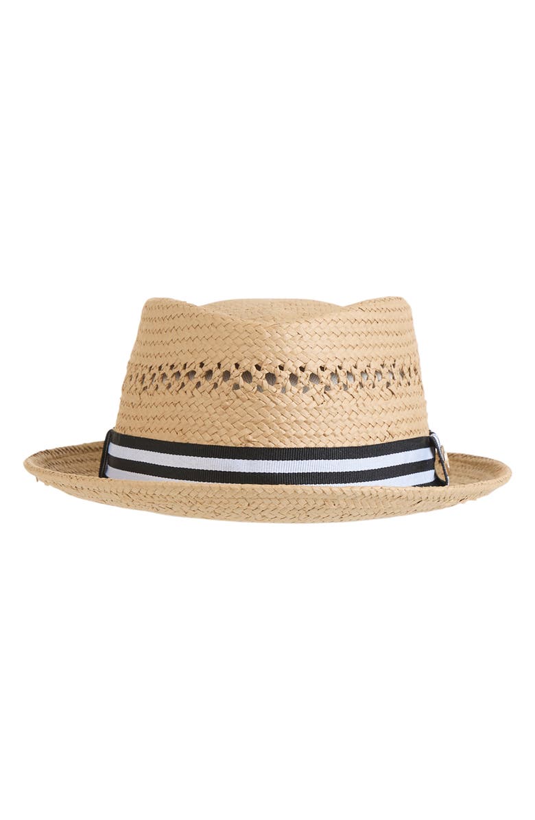Bruno Magli Vented Straw Fedora Hat, Alternate, color, Natural