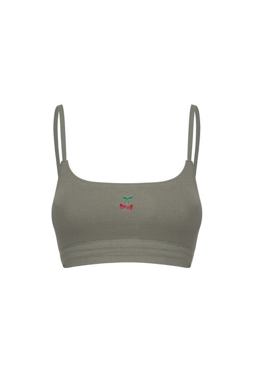 Cheeky Cherry Cotton Stretch Scoop Bralette In Jade