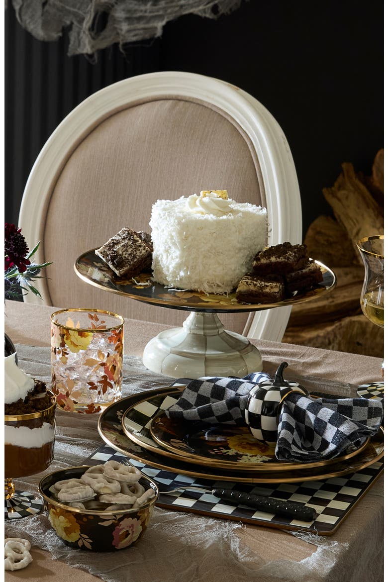 Wild Rose Large Pedestal Platter, Alternate, color, BROWN