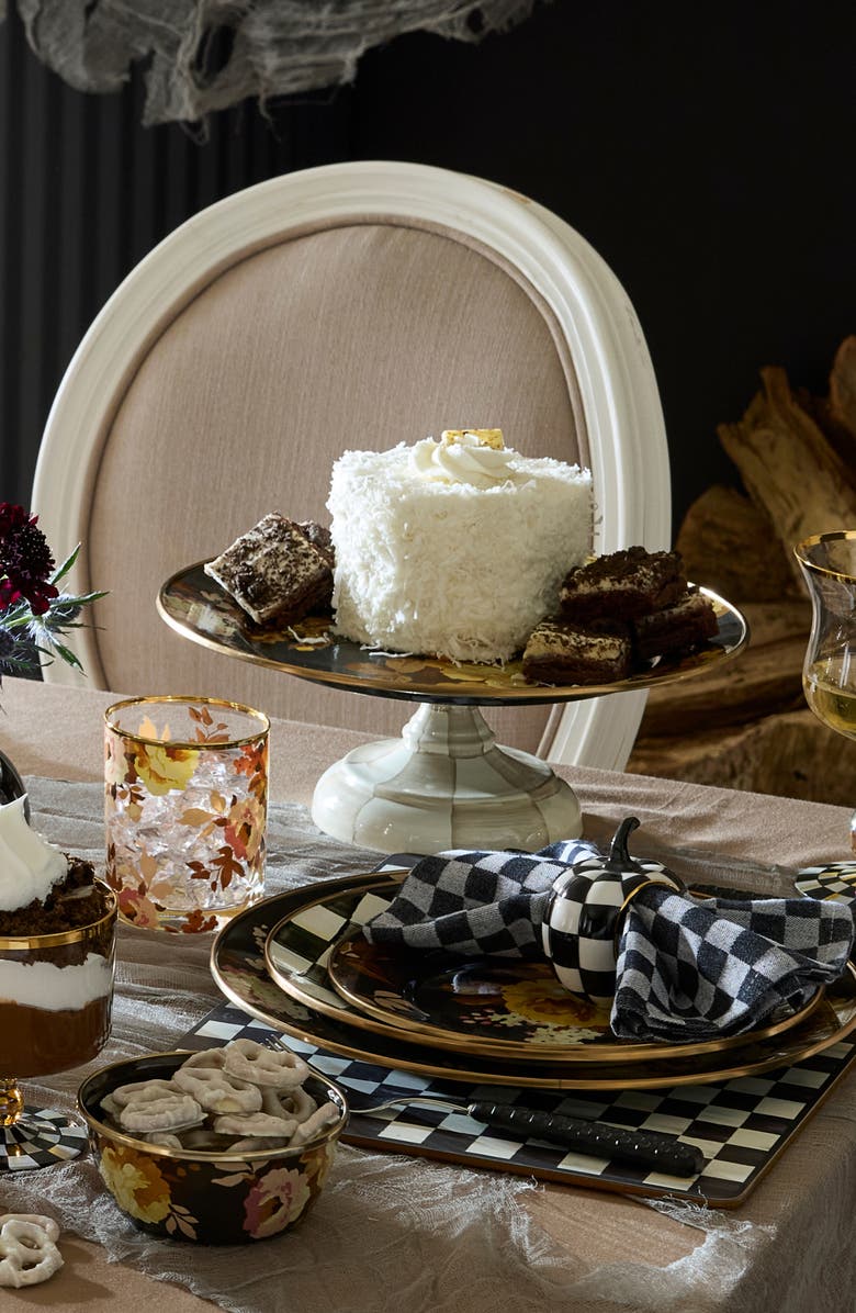 MACKENZIE CHILDS Wild Rose Large Pedestal Platter, Alternate, color, Brown