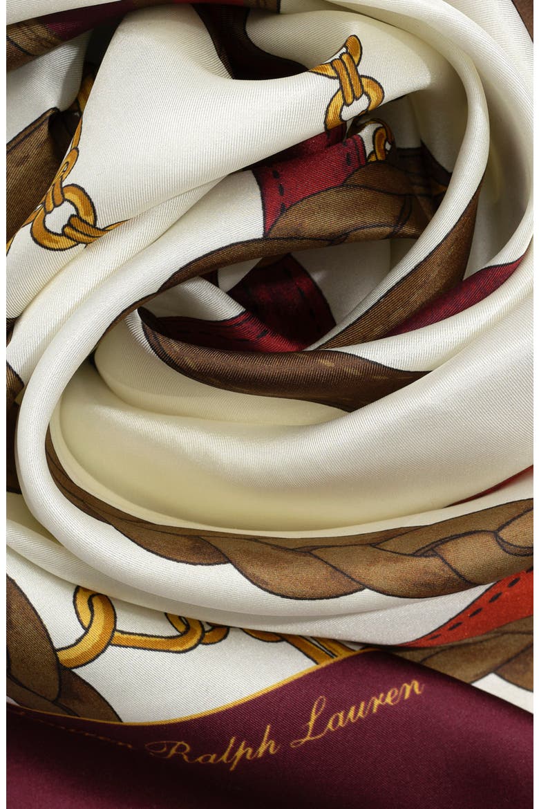 Belting Print Square Silk Scarf, Alternate, color, CREAM