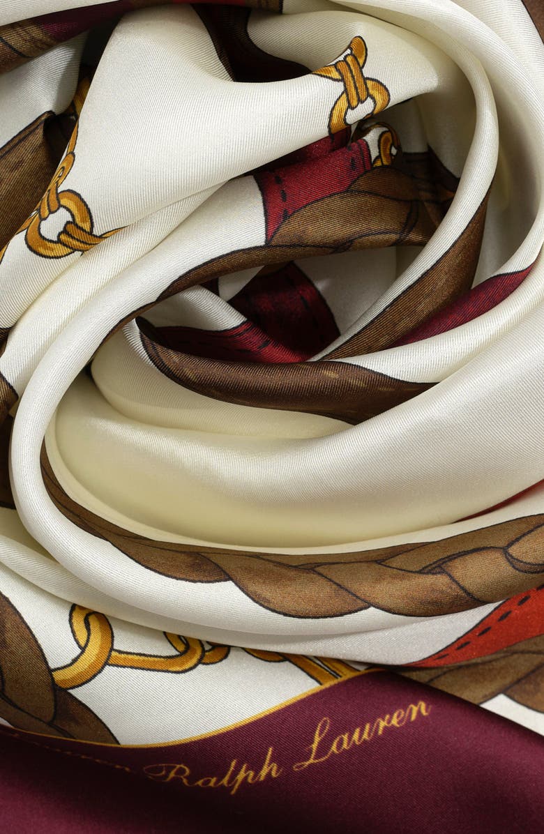 Lauren Ralph Lauren Belting Print Square Silk Scarf, Alternate, color, Cream