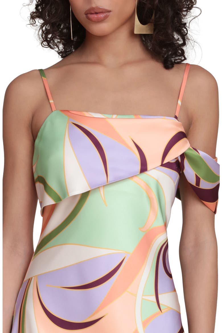 Floral Print Asymmetric Satin Maxi Dress, Alternate, color, RIVERA FAN
