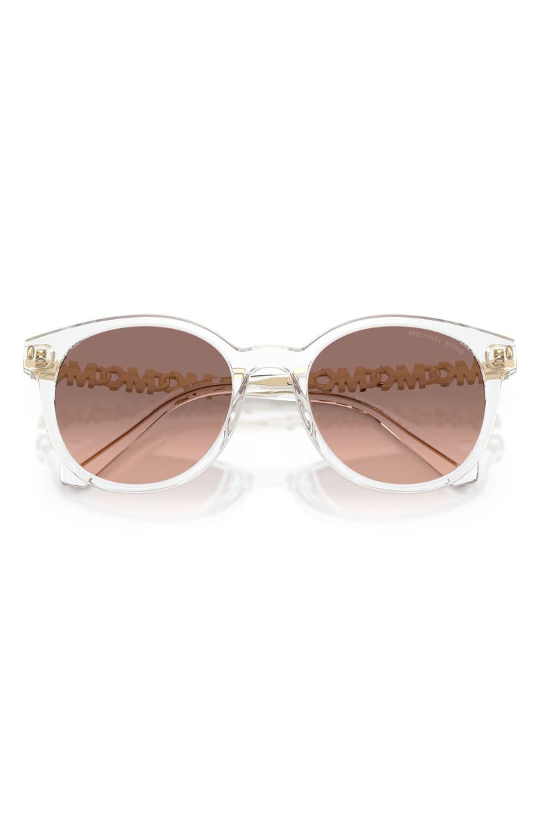 Michael Kors Pienza 53mm Gradient Round Sunglasses, Alternate, color, Crystal / Pink Dark Brown