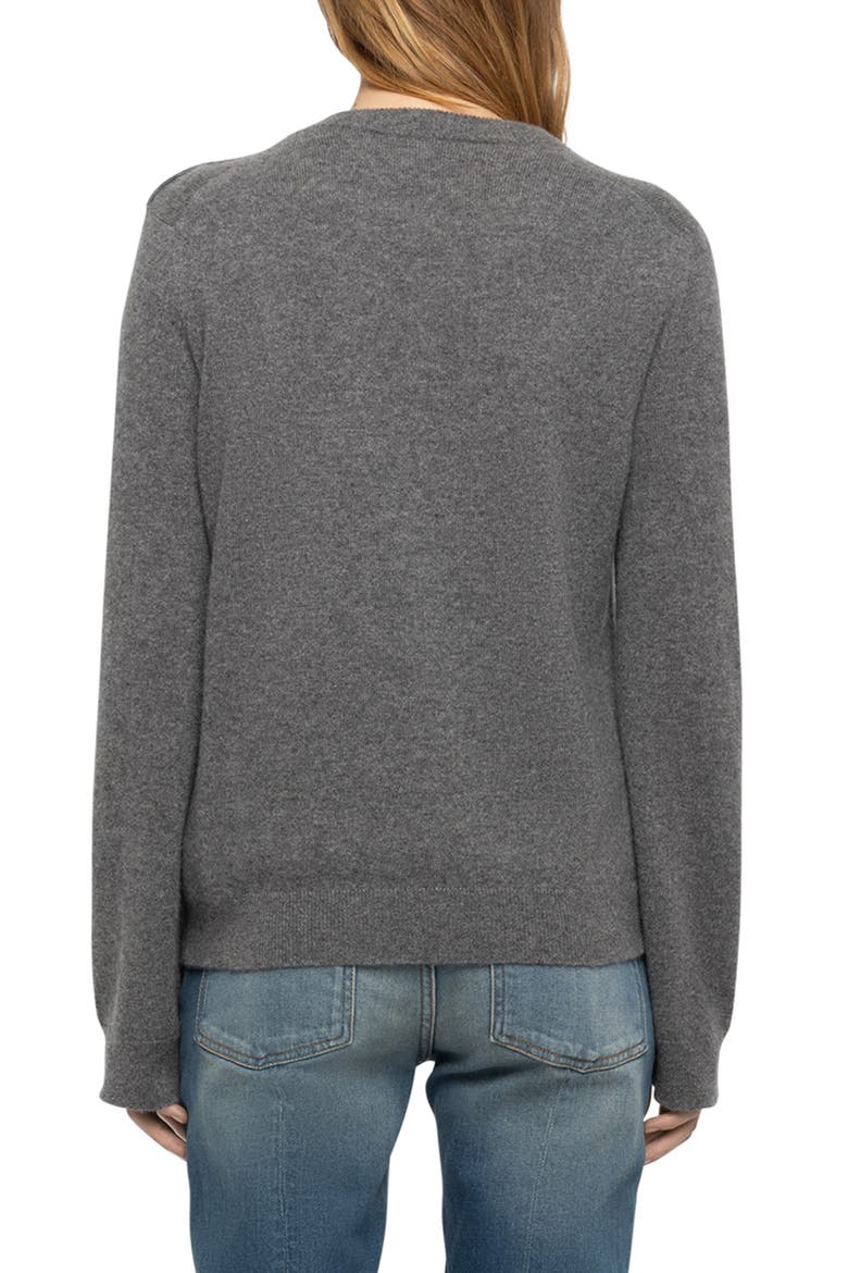 Cara Star Detail Cashmere Sweater, Alternate, color, MEDIUM GREY