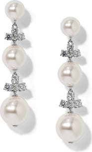 Nadri Faux Pearl Linear Drop Earrings