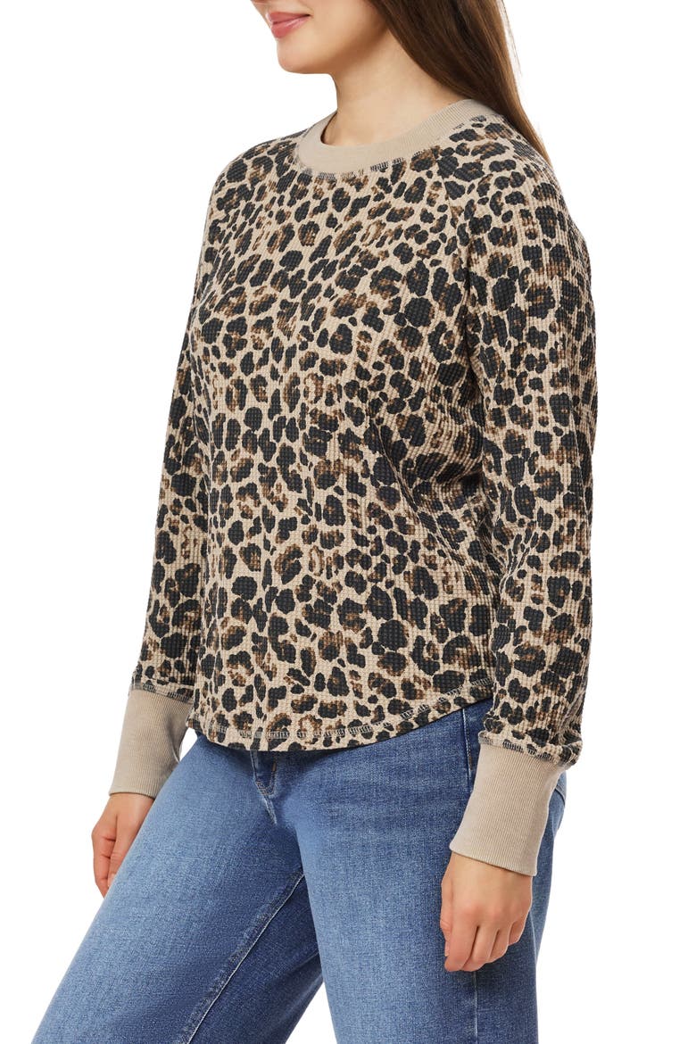 Nella Waffle Knit Top, Alternate, color, COBBLESTONE LEOPARD