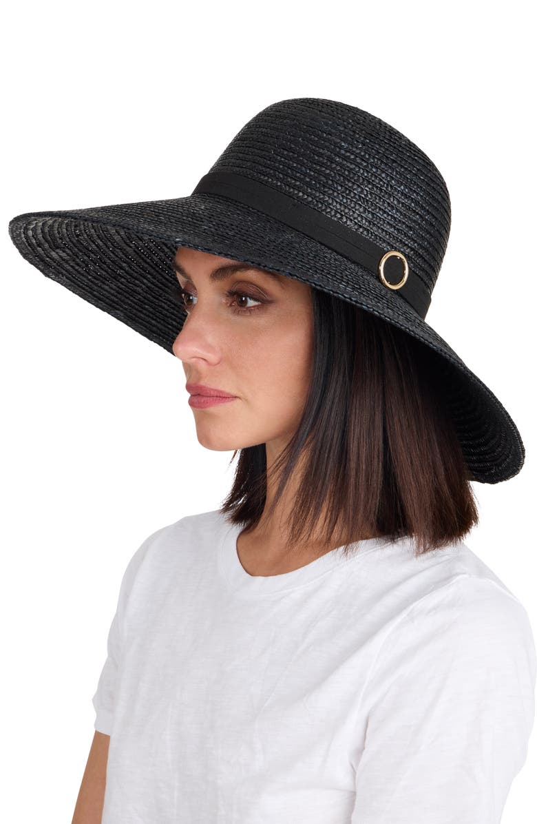 Bruno Magli Wide Brim Suede Band Straw Sun Hat, Alternate, color, 