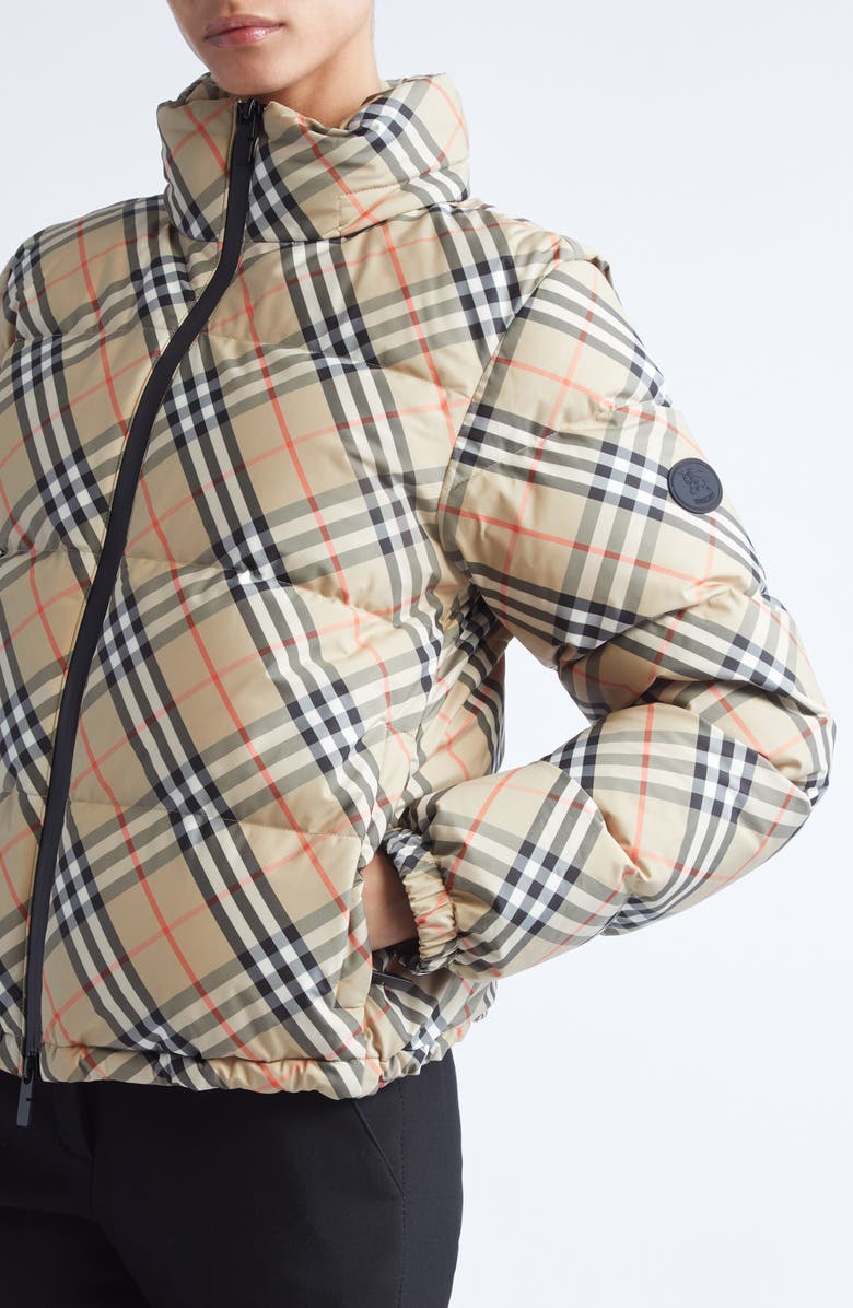 Burberry Ambleside Check Quilted Down Puffer Jacket, Alternate, color, Sand Ip Check